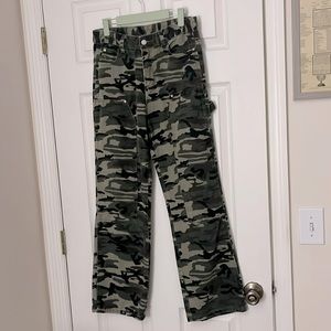 Camo wide leg jeans.